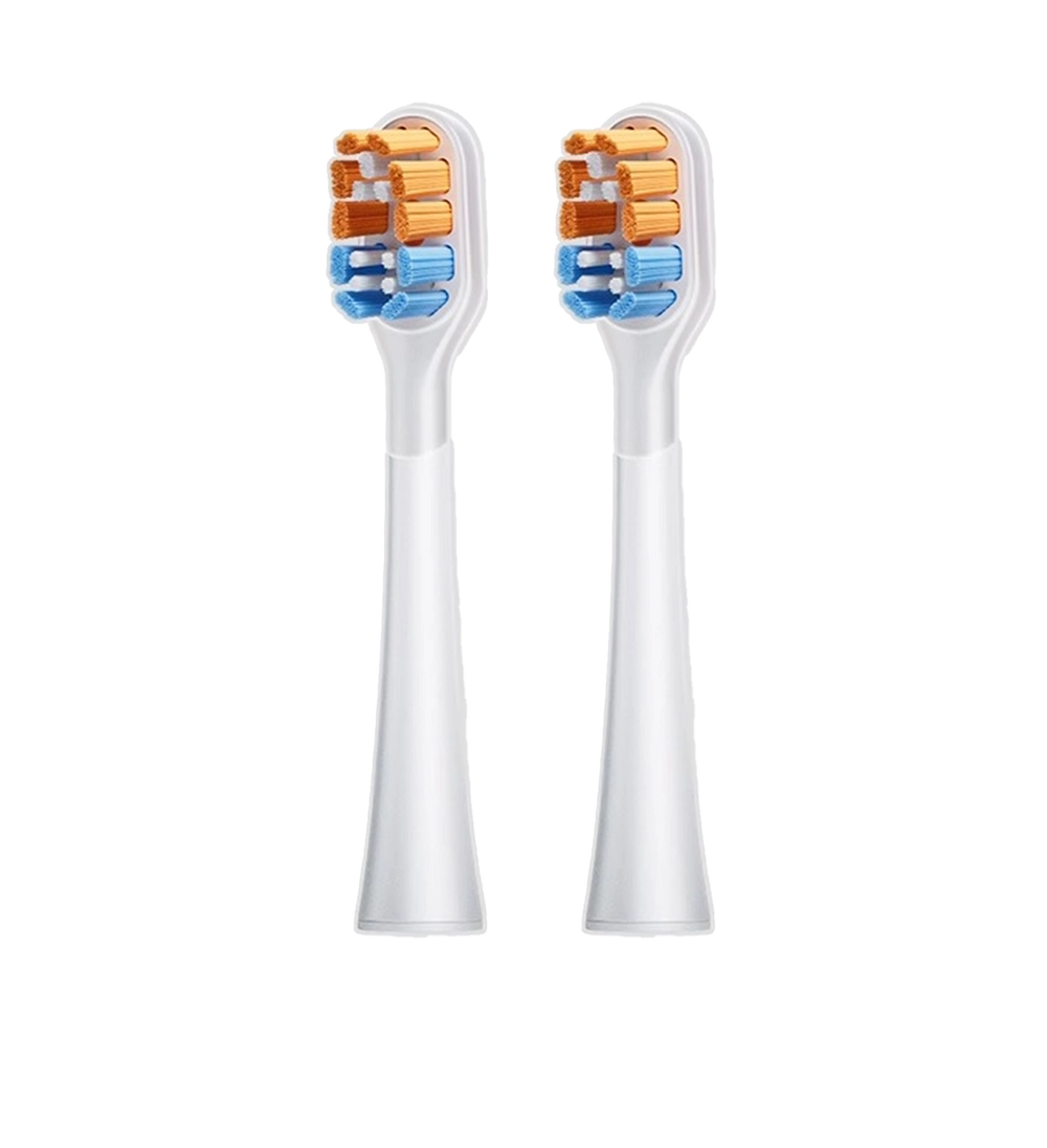 Two white Super Clean brush heads for AirJet X3 electric toothbrush